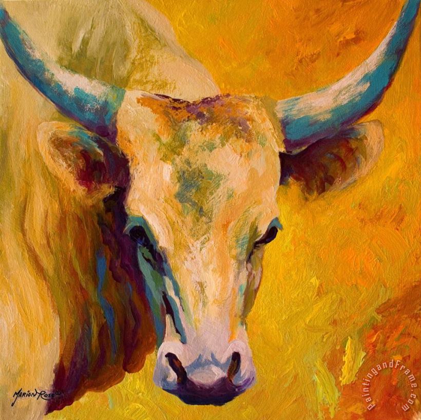 Creamy Texan - Longhorn painting - Marion Rose Creamy Texan - Longhorn Art Print