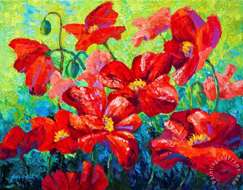 Field Of Red Poppies II painting - Marion Rose Field Of Red Poppies II Art Print