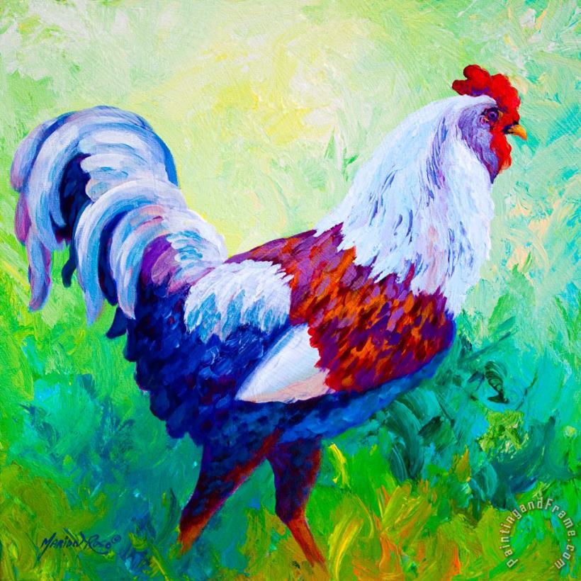 Marion Rose Full Of Himself - Rooster Art Painting