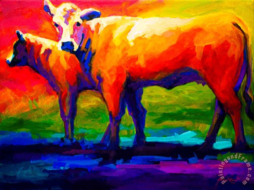 Golden Beauty - Cow and Calf painting - Marion Rose Golden Beauty - Cow and Calf Art Print