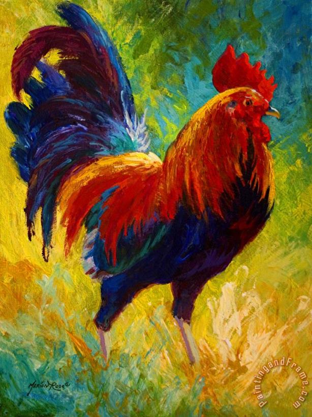 Marion Rose Hot Shot - Rooster Art Painting