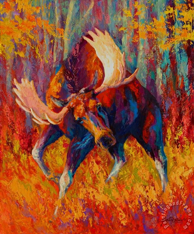 Imminent Charge - Bull Moose painting - Marion Rose Imminent Charge - Bull Moose Art Print