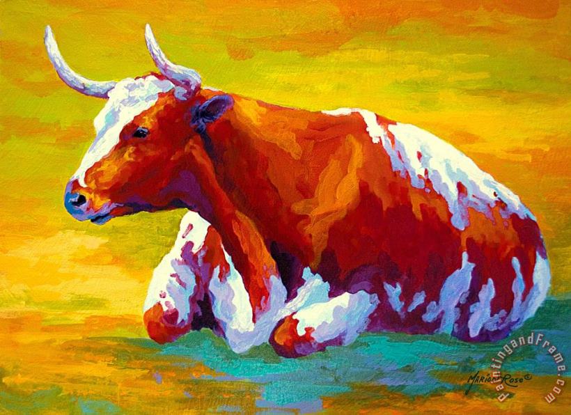 Longhorn Cow painting - Marion Rose Longhorn Cow Art Print