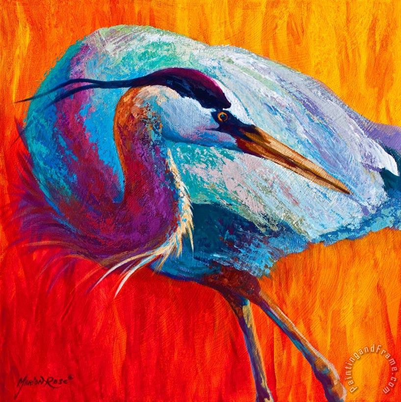 Second Glance - Great Blue Heron painting - Marion Rose Second Glance - Great Blue Heron Art Print
