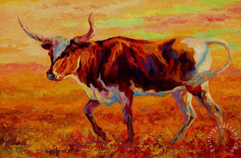 Texas Longhorn painting - Marion Rose Texas Longhorn Art Print