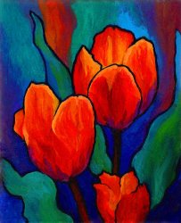 Marion Rose - Tulip Trio painting