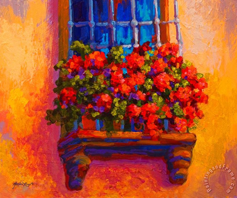 Window Box painting - Marion Rose Window Box Art Print