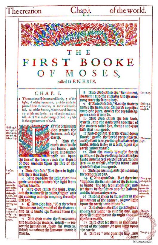 Modern Art Genesis Cover Page From King James Bible Of 1611 painting - Mark Lawrence Modern Art Genesis Cover Page From King James Bible Of 1611 Art Print
