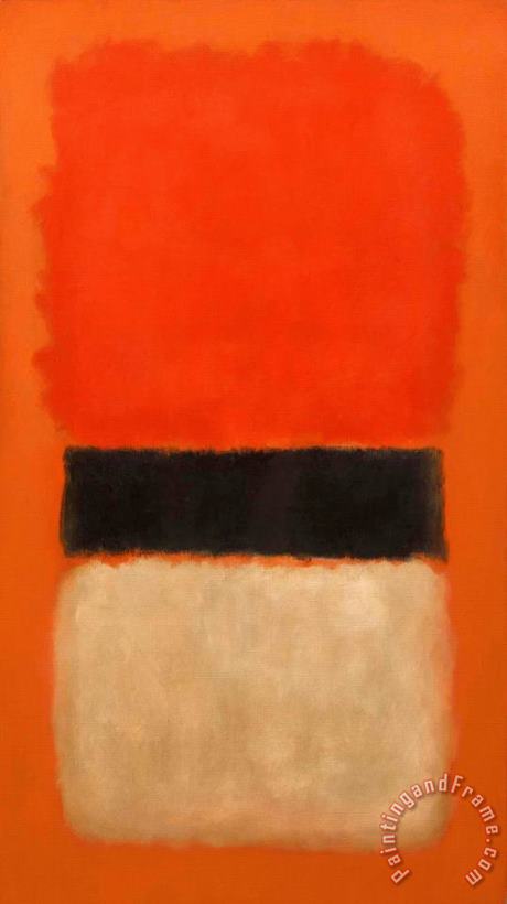 Mark Rothko Black Stripe (orange, Gold And Black), 1957 Art Painting