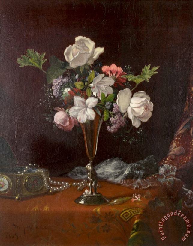 Martin Johnson Heade Mixed Flowers with a Box And Pearls Art Print