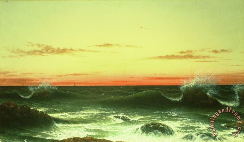Seascape Sunset 1861 painting - Martin Johnson Heade Seascape Sunset 1861 Art Print