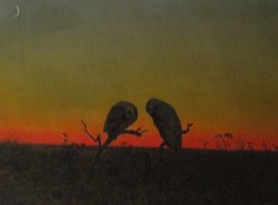 Martin Johnson Heade Two Owls at Sunset