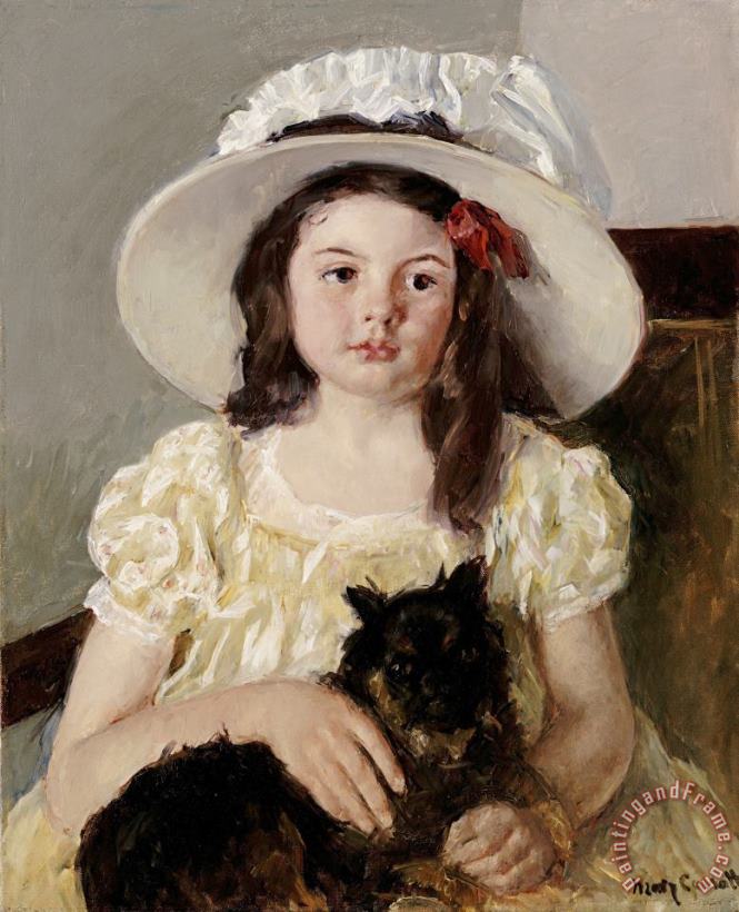Mary Cassatt Francoise Holding a Little Black Dog Art Painting