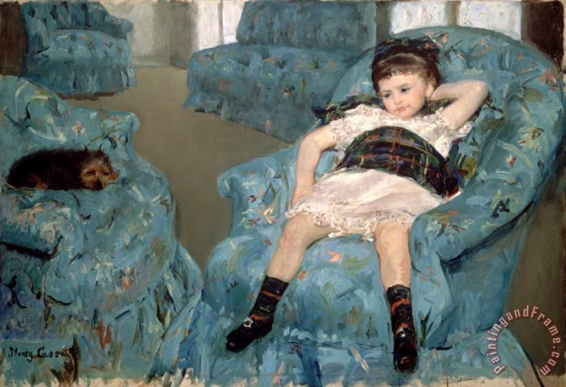 Little Girl in a Blue Armchair painting - Mary Cassatt Little Girl in a Blue Armchair Art Print