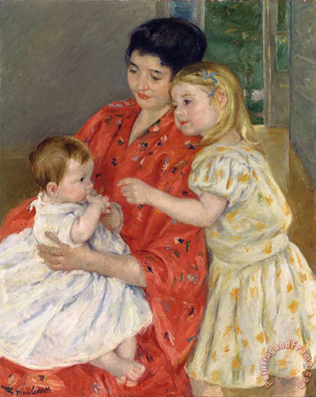 Mother And Sara Admiring The Baby painting - Mary Cassatt Mother And Sara Admiring The Baby Art Print