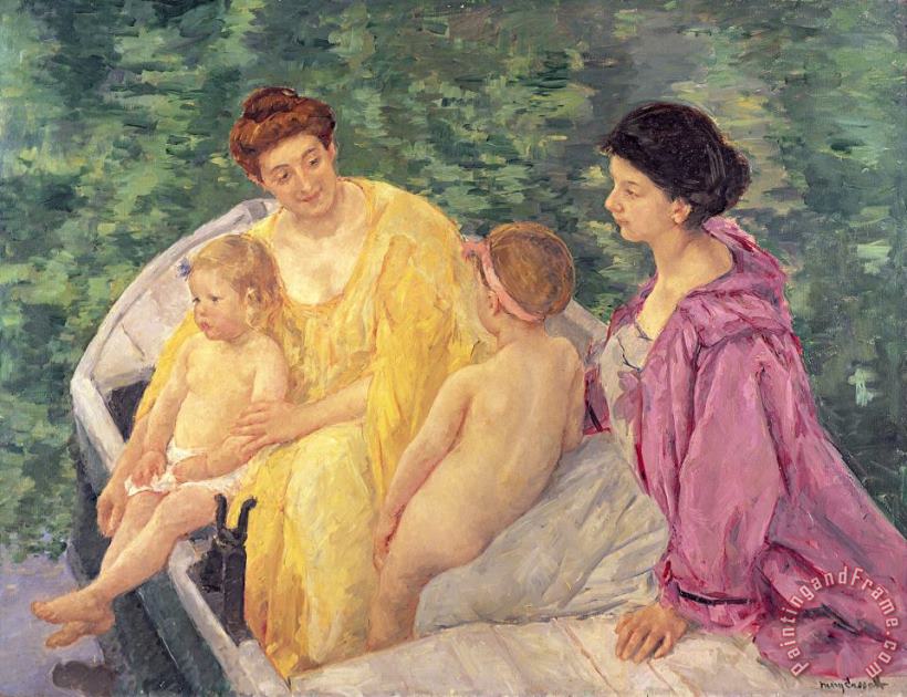 Mary Cassatt The Swim, Or Two Mothers And Their Children on a Boat Art Print