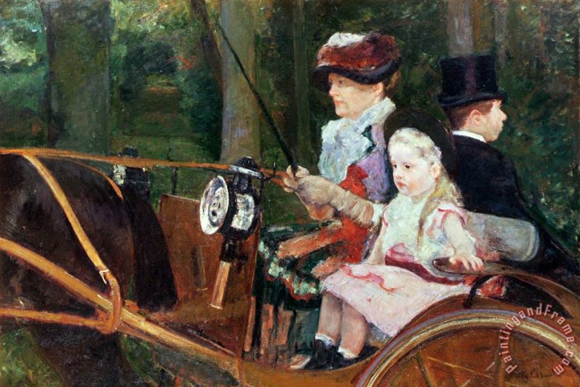 A woman and child in the driving seat painting - Mary Stevenson Cassatt A woman and child in the driving seat Art Print