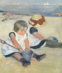 Mary Stevenson Cassatt Children Playing On The Beach