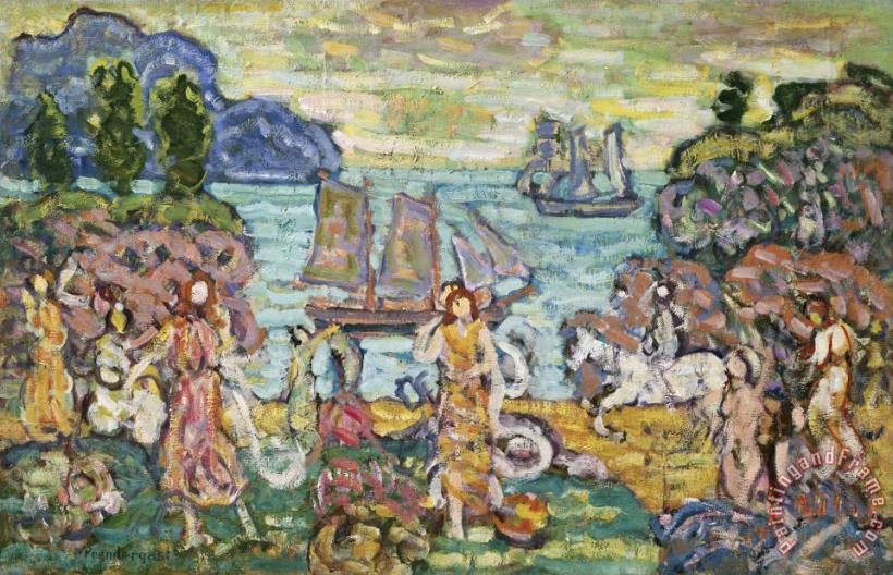 Maurice Brazil Prendergast Painting of a Seaside Scene Art Painting