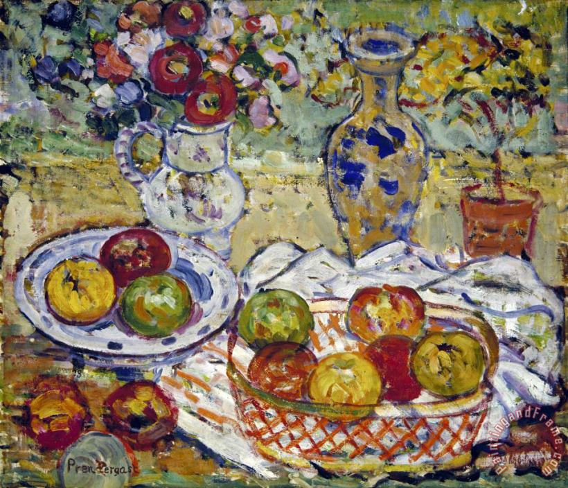 Maurice Brazil Prendergast Still Life with Apples And Vase Art Print