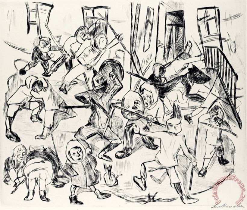 Max Beckmann Playing Children, Broad Format Art Painting