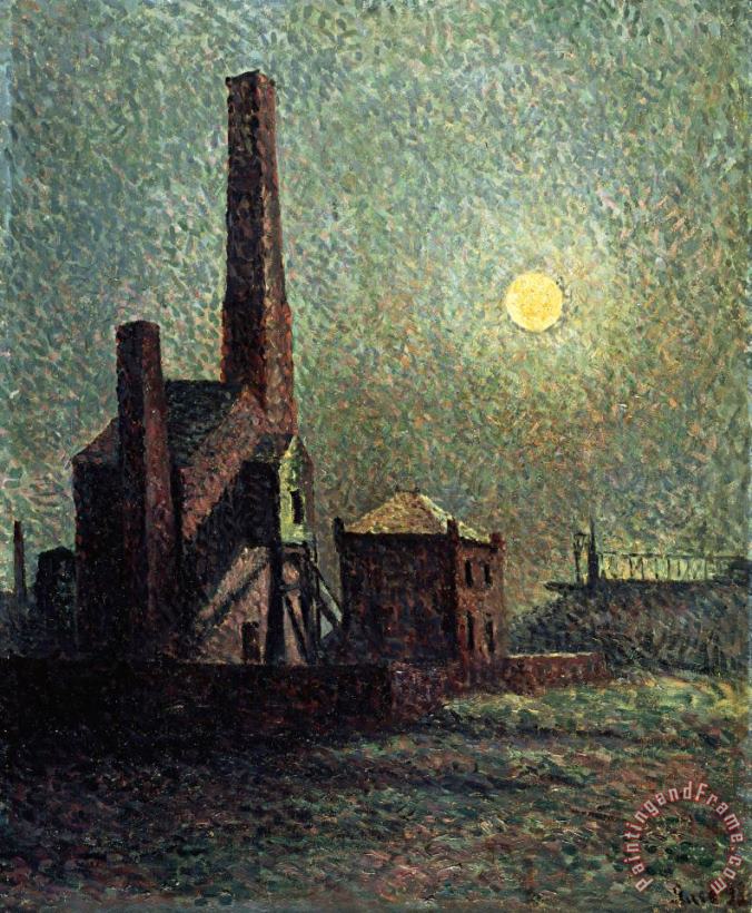 Maximilien Luce Machine by Moonlight Art Painting