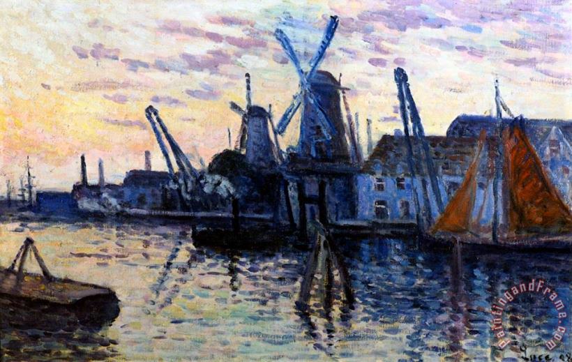 Windmills in Holland painting - Maximilien Luce Windmills in Holland Art Print