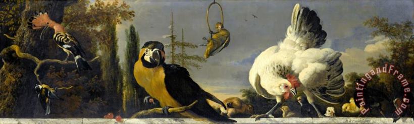 Melchior de Hondecoeter Birds on a Balustrade Art Painting