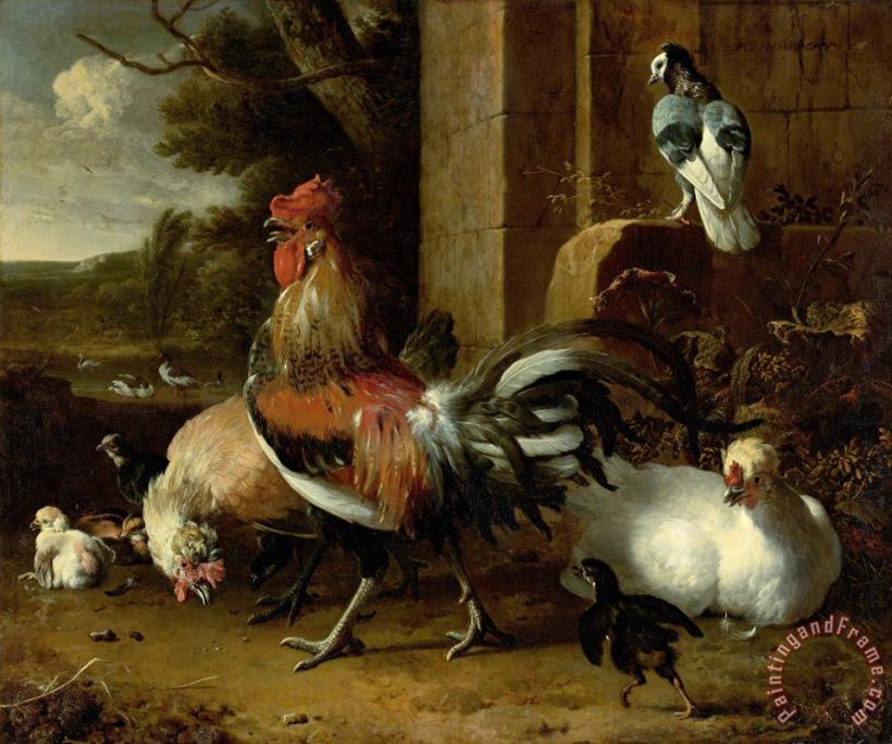 Melchior de Hondecoeter Poultry Yard Art Painting