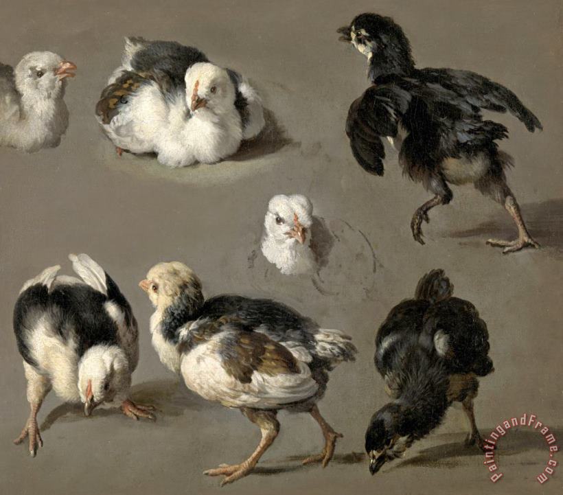 Seven Chicks painting - Melchior de Hondecoeter Seven Chicks Art Print
