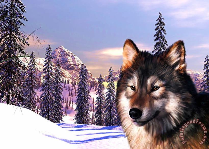 Michael Greenaway Mountain Wolf Portrait Art Print
