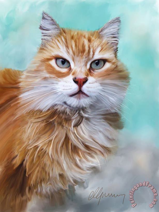 Michael Greenaway Pet Cat Portrait Stretched Canvas Print / Canvas Art for sale - paintingandframe.com