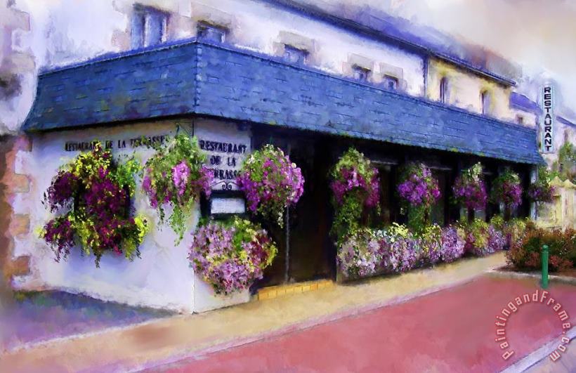 Restaurant de la Terrasse painting - Michael Greenaway Restaurant de la Terrasse Art Print