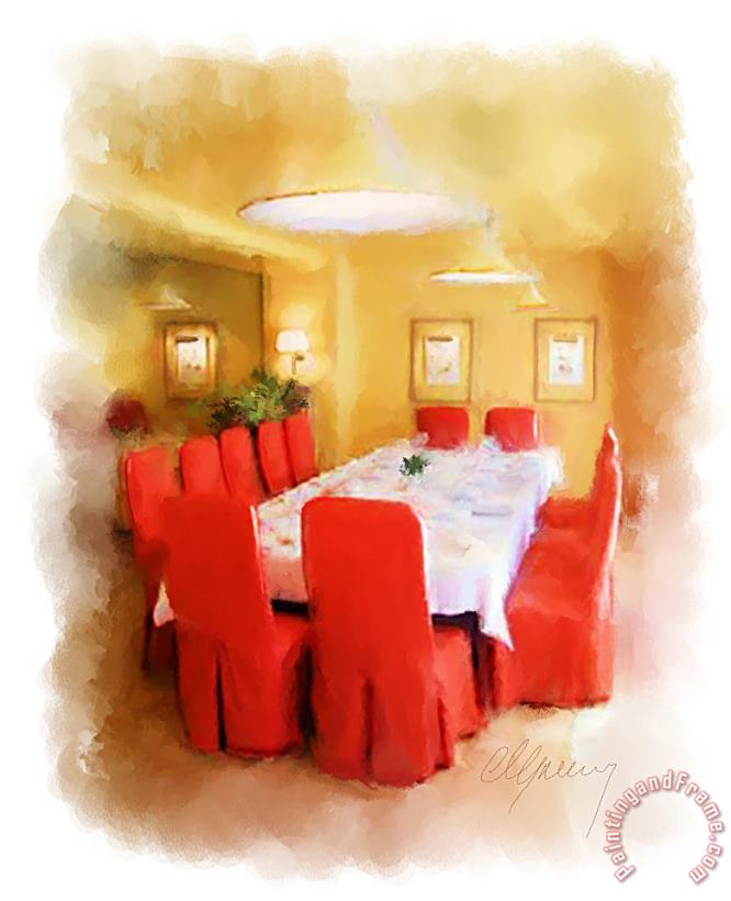 Restaurant Interior Menu Cover painting - Michael Greenaway Restaurant Interior Menu Cover Art Print