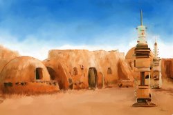 Michael Greenaway - Star Wars Film Set Tatooine Tunisia painting