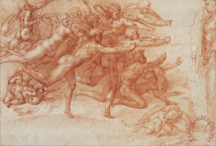 Michelangelo Buonarroti Archers Shooting at a Herm II Art Painting