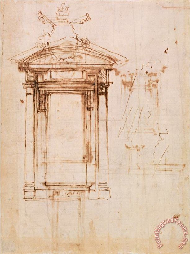 Michelangelo Buonarroti Architectural Study Art Painting