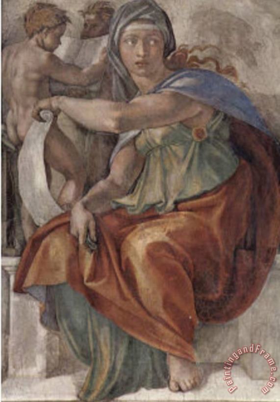 Michelangelo Buonarroti Ceiling Fresco of Creation in The Sistine Chapel Scene in Bezel The Delp Art Print