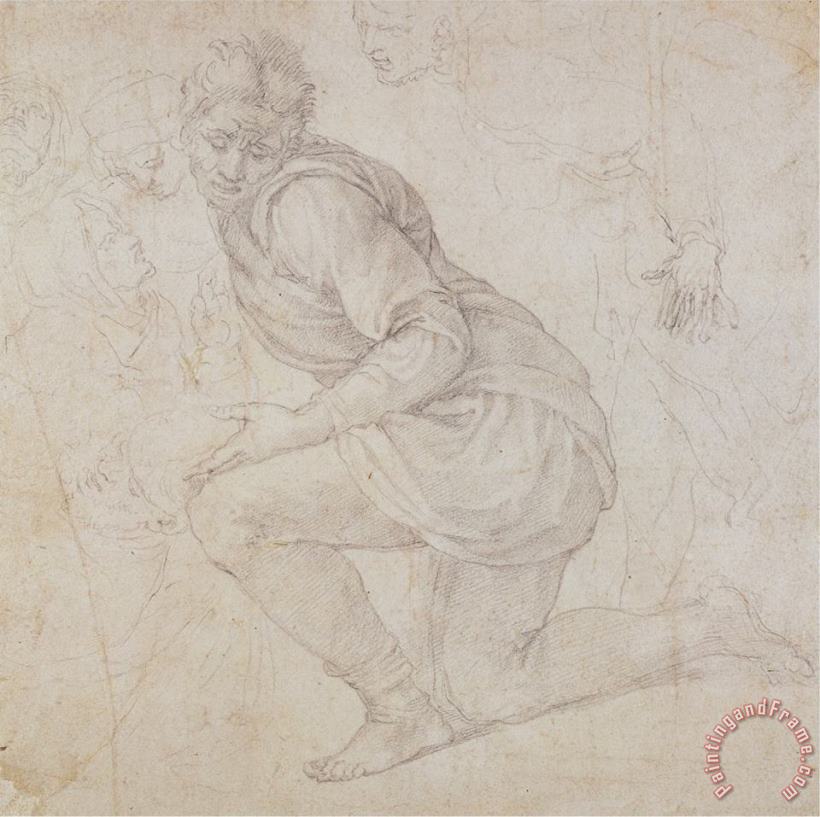 Fawkener Recto painting - Michelangelo Buonarroti Fawkener Recto Art Print
