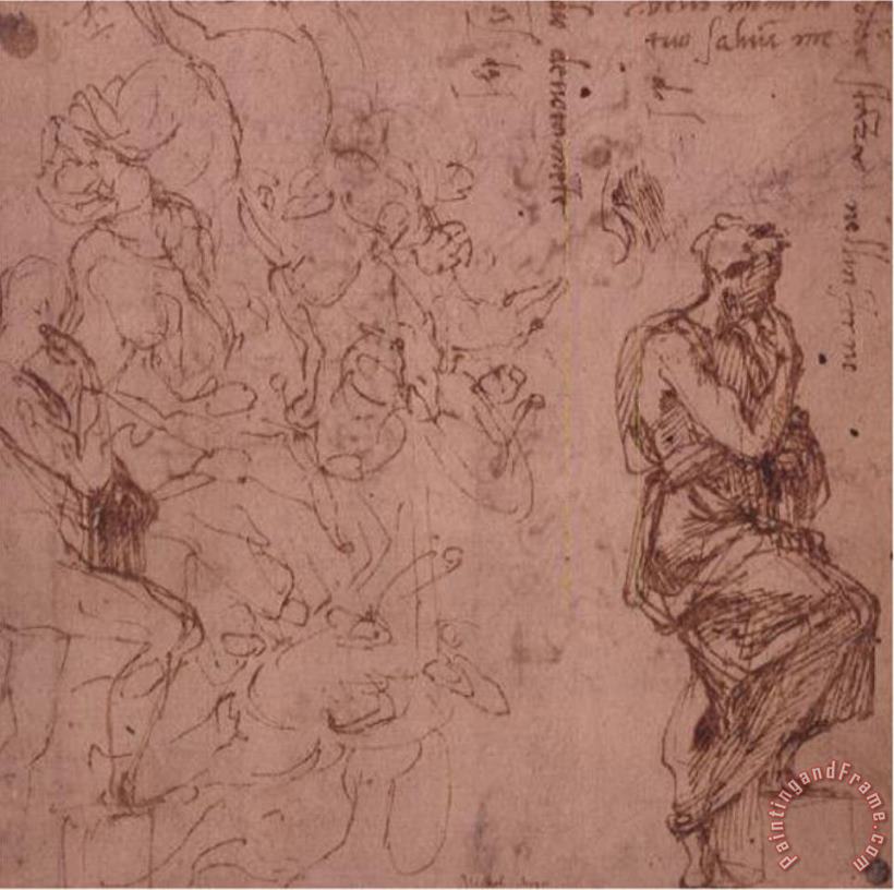 Michelangelo Buonarroti Figure Studies for a Woman Art Print