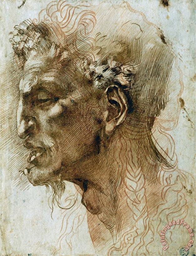 Head of a Faun painting - Michelangelo Buonarroti Head of a Faun Art Print