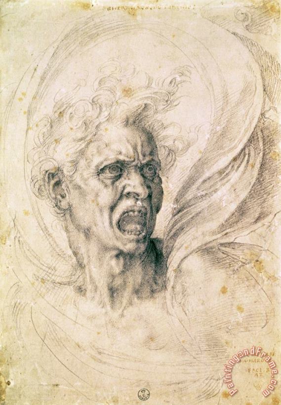 Michelangelo Buonarroti Head of a Man Shouting Art Print