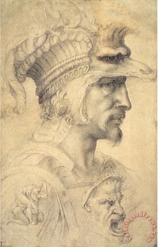 Michelangelo Buonarroti Ideal Head of a Warrior Art Painting