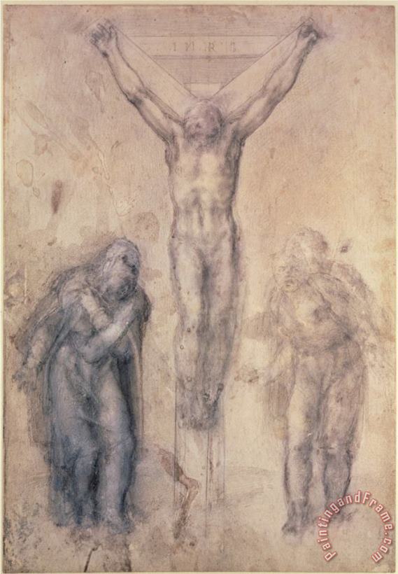 Inv 1895 9 15 509 Recto W 81 Study for a Crucifixion painting - Michelangelo Buonarroti Inv 1895 9 15 509 Recto W 81 Study for a Crucifixion Art Print