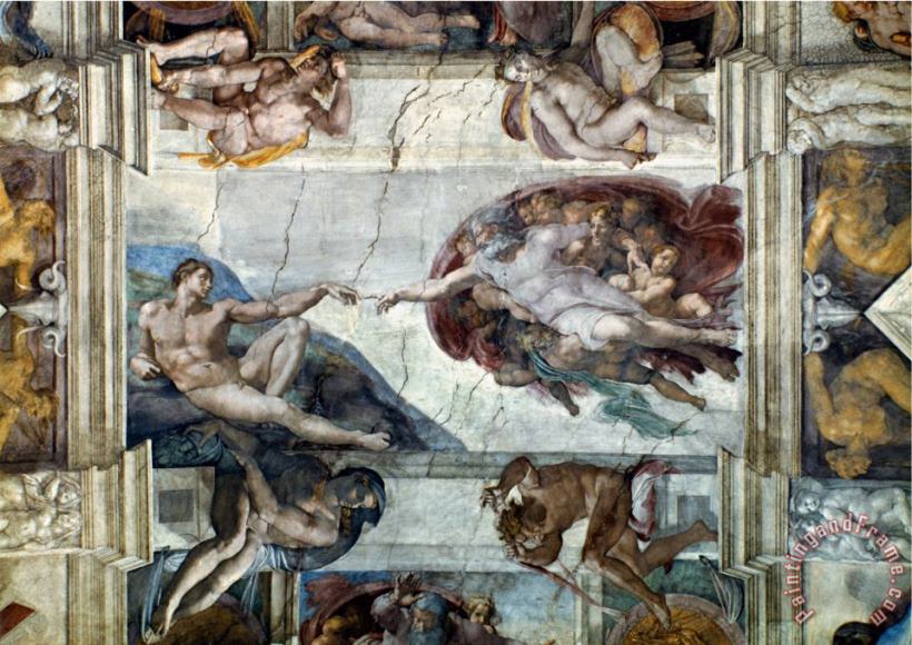 Michelangelo Michelangelo Adam painting - Michelangelo Buonarroti Michelangelo Michelangelo Adam Art Print