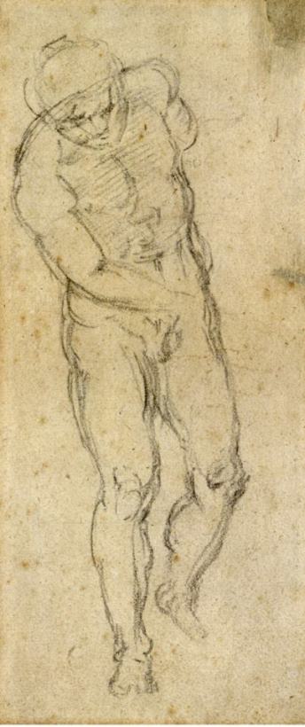 Michelangelo Michelangelo Male Nude painting - Michelangelo Buonarroti Michelangelo Michelangelo Male Nude Art Print
