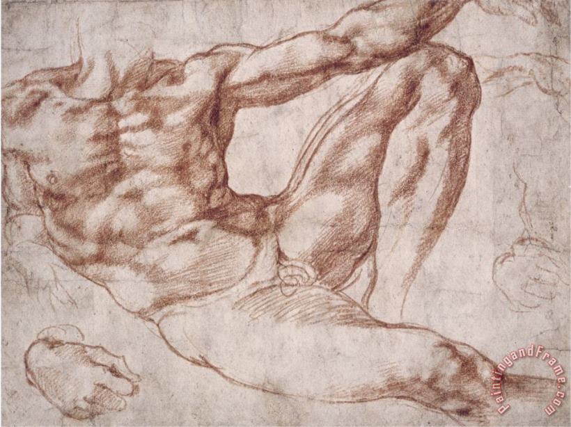 Michelangelo Study for Adam painting - Michelangelo Buonarroti Michelangelo Study for Adam Art Print