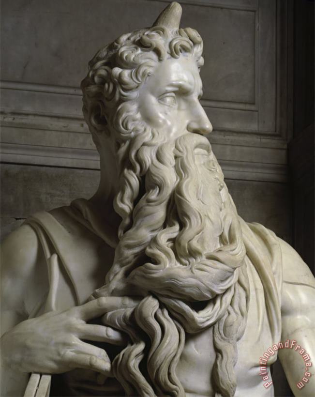 Moses Detail of Face painting - Michelangelo Buonarroti Moses Detail of Face Art Print