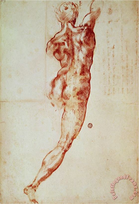 Michelangelo Buonarroti Nude Study for The Battle of Cascina Art Painting