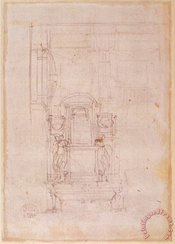Michelangelo Buonarroti Preparatory Drawing for The Tomb of Pope Julius II 1453 1513 Charcoal on Paper Verso Art Print
